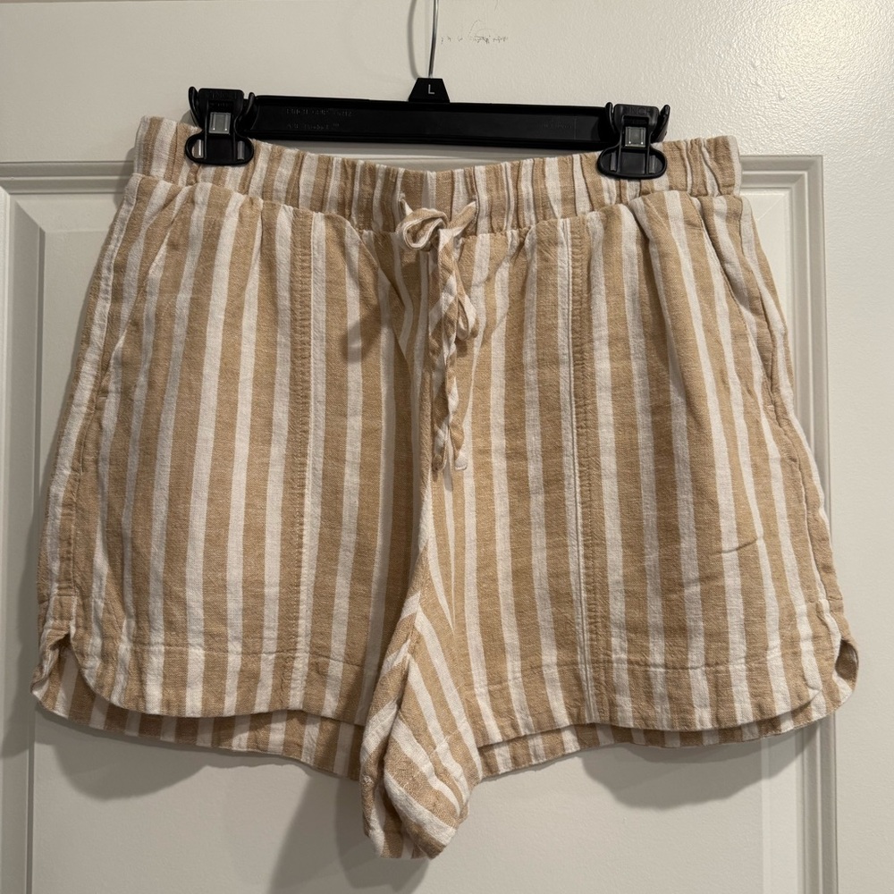 Universal Thread High Waist Tan Striped Linen Shorts